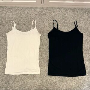 Forever 21 Cream and Black Fitted Sleeveless Camisoles